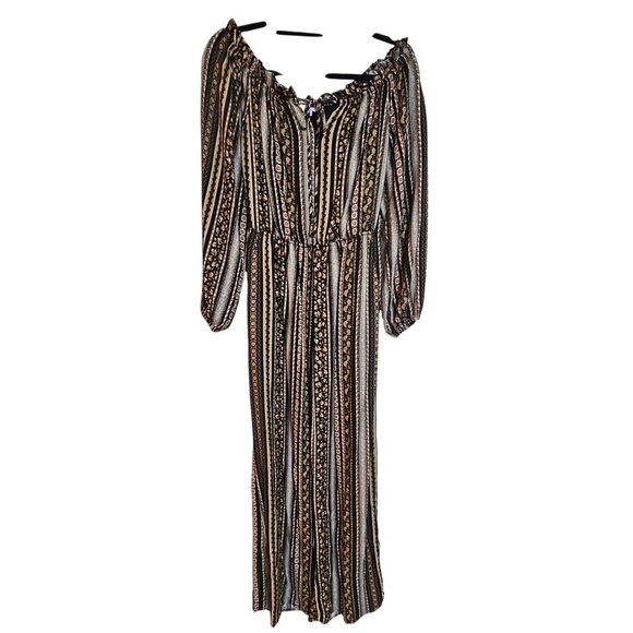 Gilli Womans Midi Dress S Rayon Black Gold Boho Chic Date Night Whimsygoth - Picture 3 of 14